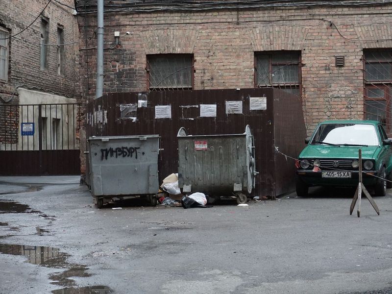 Dumpster rental job in the Jackson Park neighborhood of Dubuque